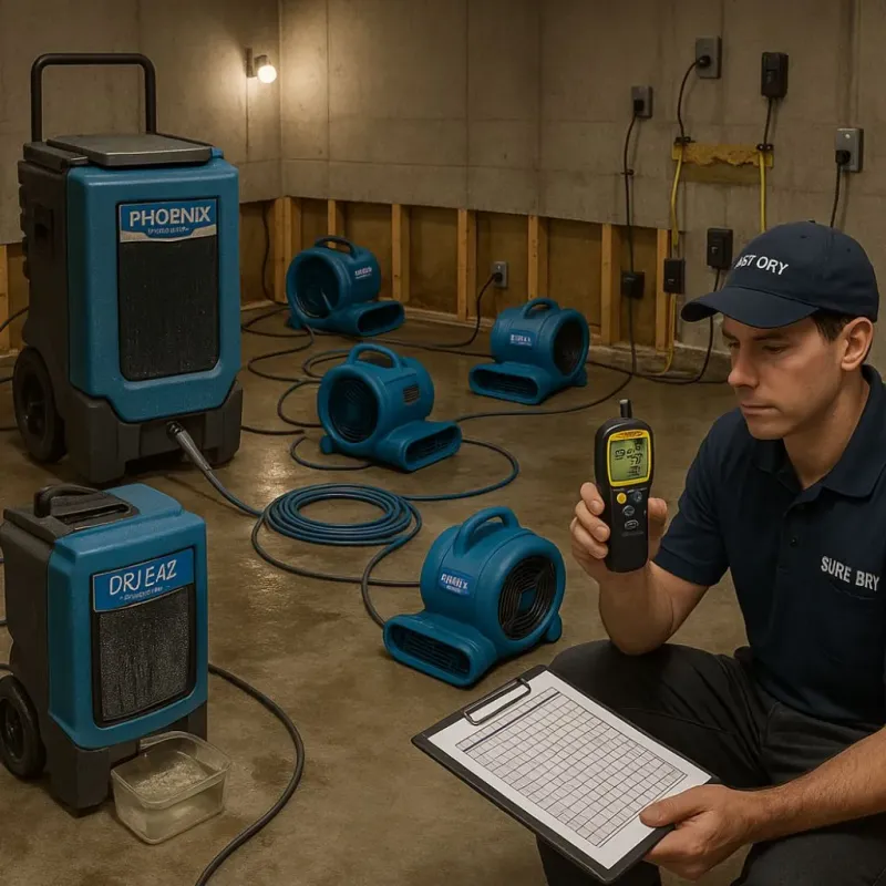 Structural Drying and Dehumidification process in Laton, CA
